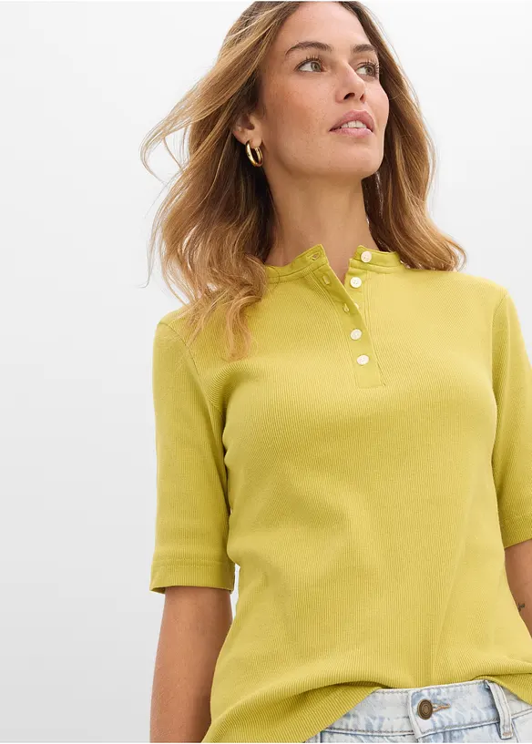 Ribbet topp i 100% &oslash;kologisk bomull, bonprix