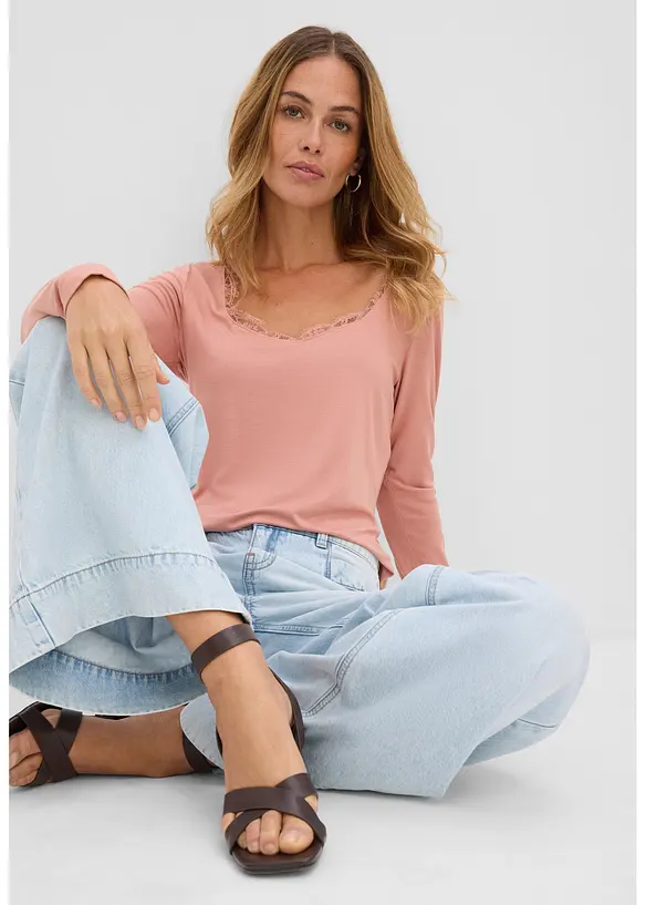 Langermet topp av myk viskosemiks, bonprix