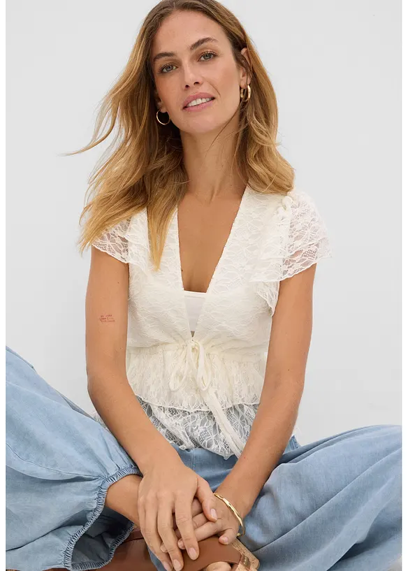 Kort blondetopp, bonprix