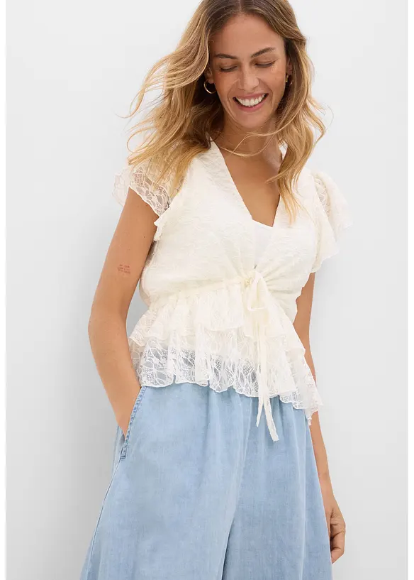 Kort blondetopp, bonprix