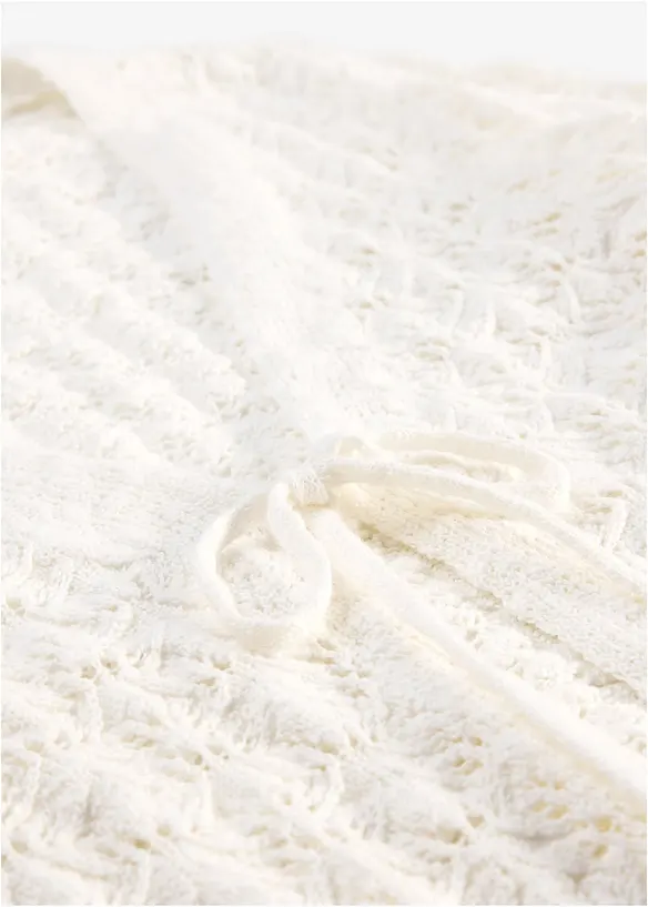 Strikkejakke med hullstrikk av 100% bomull, bonprix