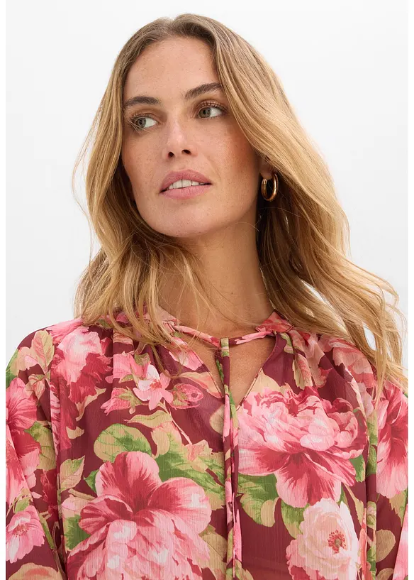 Chiffonbluse med volanger, bonprix