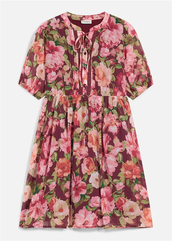 Tunikakjole med blonde, bonprix