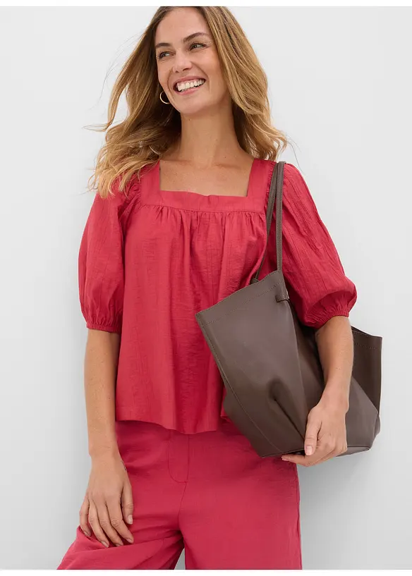 Bluse av strukturert krinklet materiale, bonprix