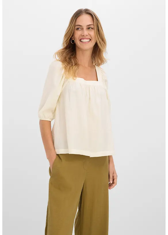 Bluse av strukturert krinklet materiale, bonprix