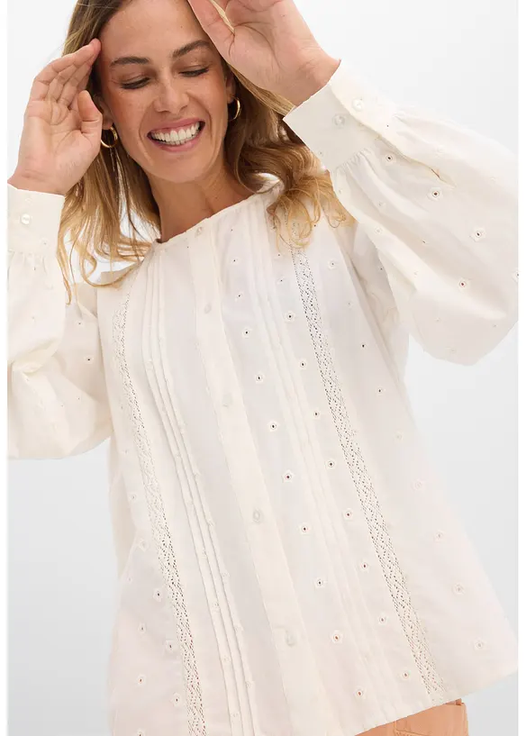 Bluse av strukturert poplin, bonprix