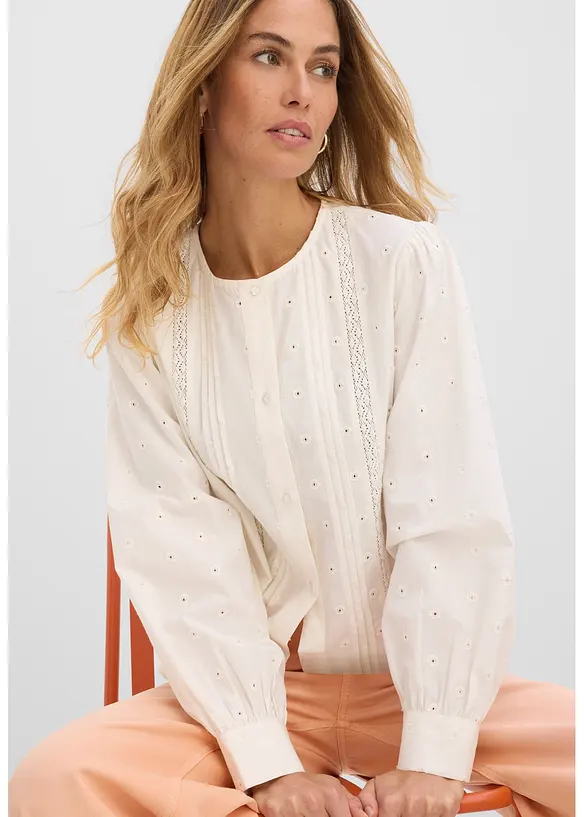 Bluse av strukturert poplin, bonprix