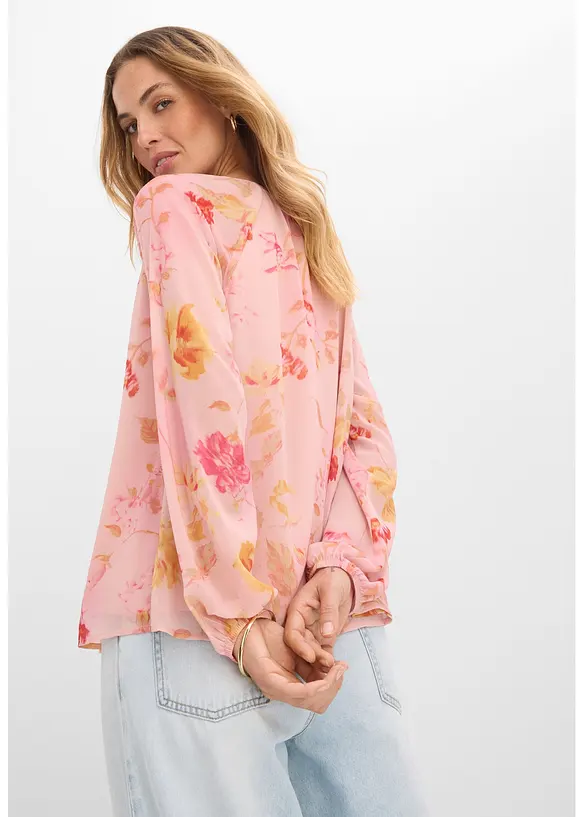 Chiffonbluse med knyteb&aring;nd, bonprix