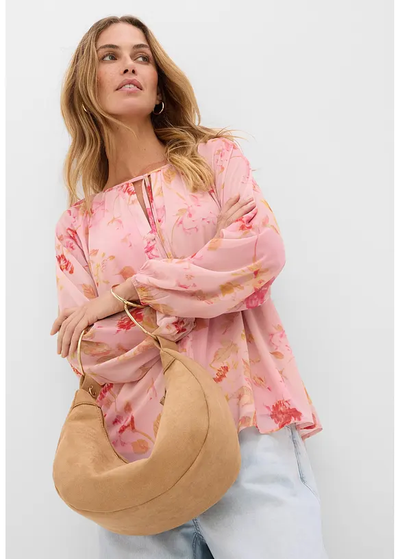 Chiffonbluse med knyteb&aring;nd, bonprix