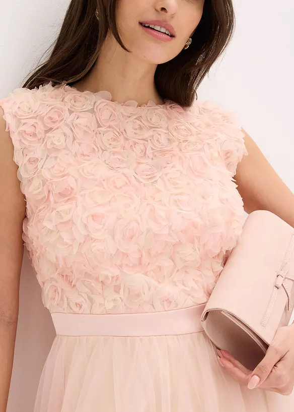 Selskapskjole av raffinert tyll med blomsterdetaljer, bonprix