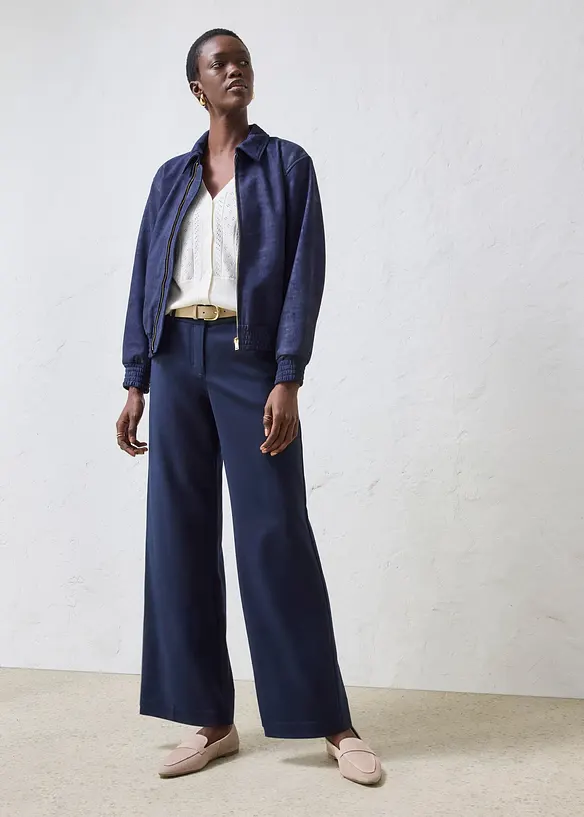 Skinnjakke i semsket skinn og bomberjakkestil, bonprix