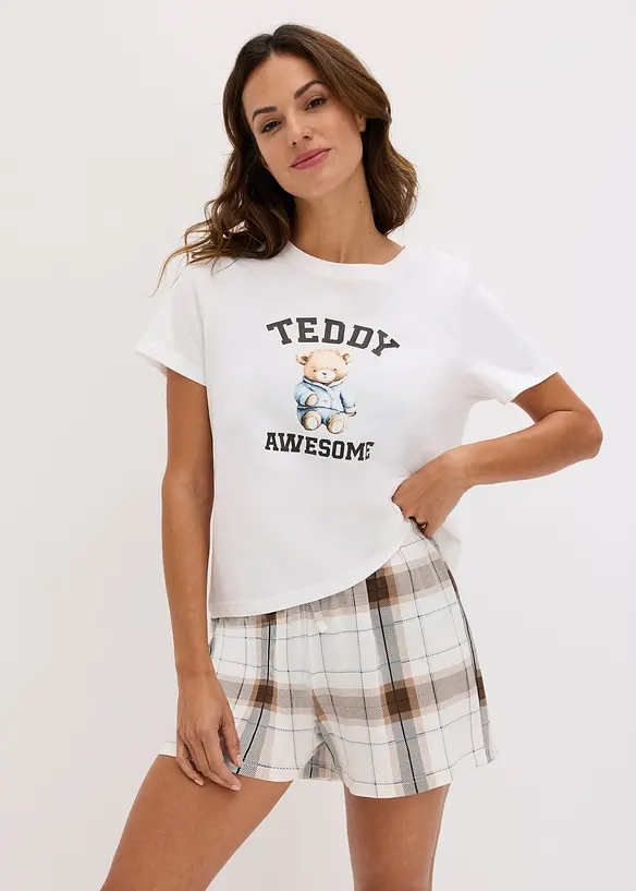 Kort pyjamas i 100% bomull, bonprix