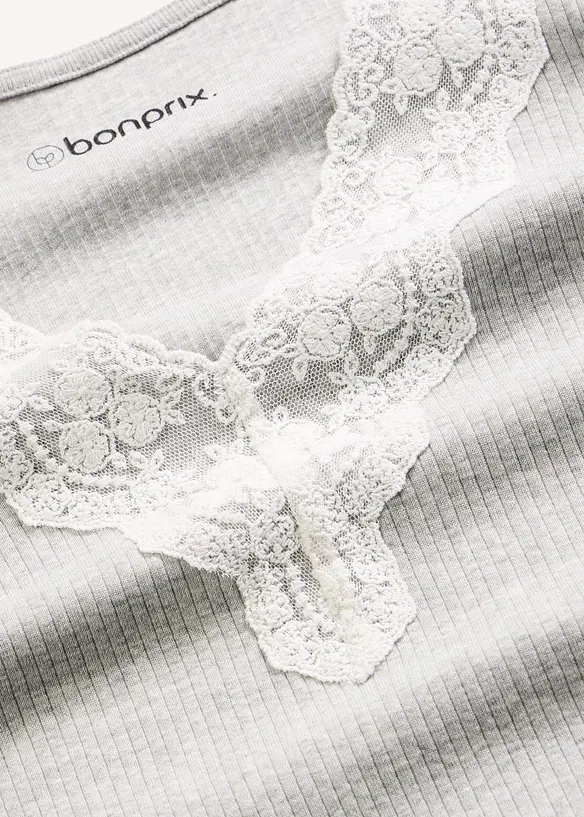 Kort pyjamas i ribbemateriale i 100% bomull, bonprix