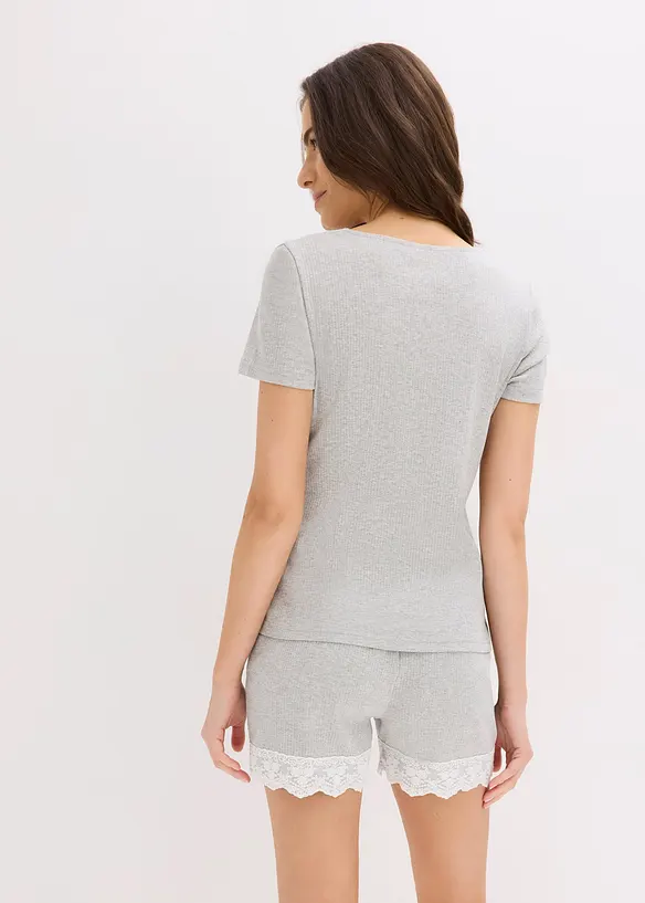 Kort pyjamas i ribbemateriale i 100% bomull, bonprix