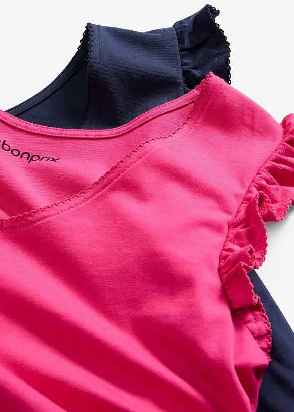 Kort nattkjole i 100% bomull (2-pack), bonprix