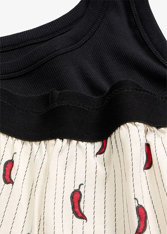 Kort pyjamas med ribbet singlet, bonprix