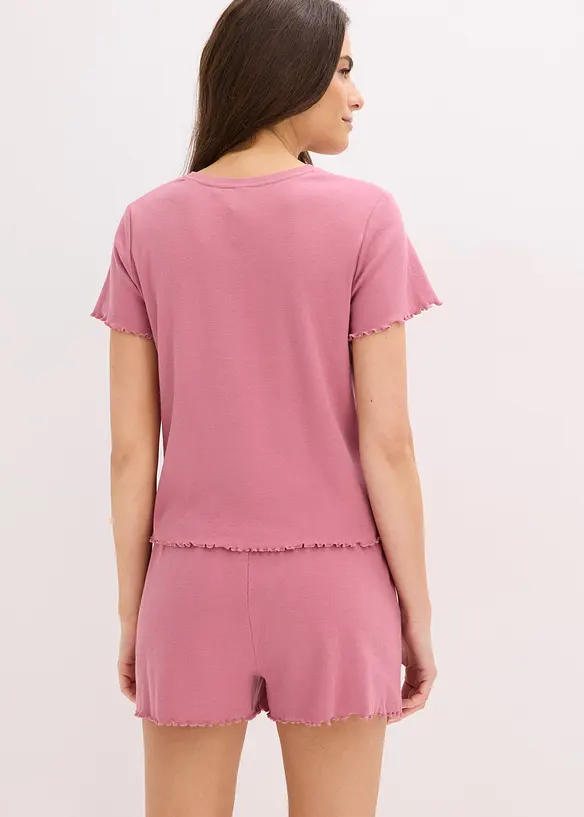 Kort pyjamas av ribbet materiale, bonprix