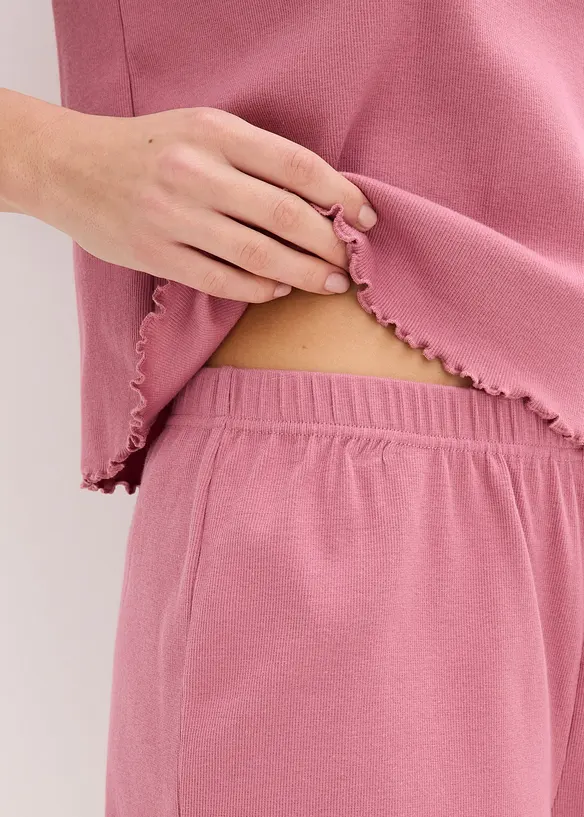Kort pyjamas av ribbet materiale, bonprix
