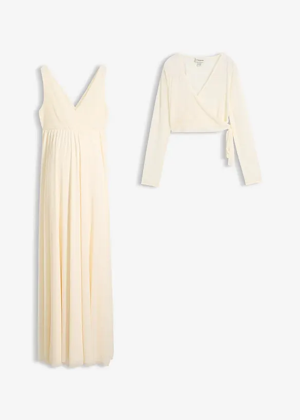 Selskapskjole med ammefunksjon og omslagsjakke for graviditeten og tiden etterp&aring; (2-delt sett), bonprix