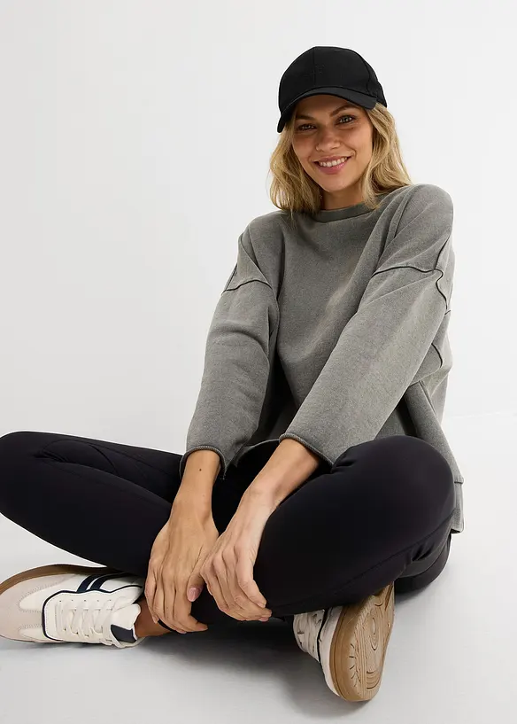 Oversized sweatshirt i bomullsmiks, bonprix