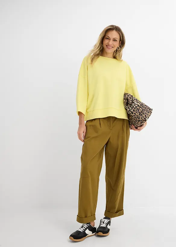 Oversized sweatshirt i bomullsmiks, bonprix