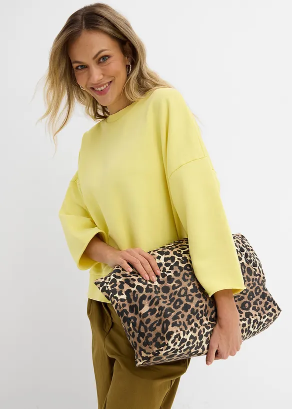 Oversized sweatshirt i bomullsmiks, bonprix