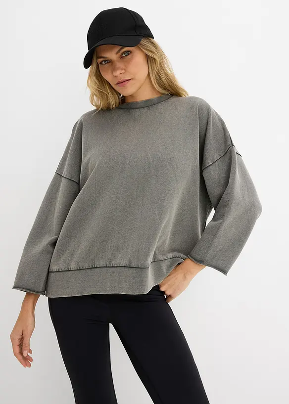 Oversized sweatshirt i bomullsmiks, bonprix