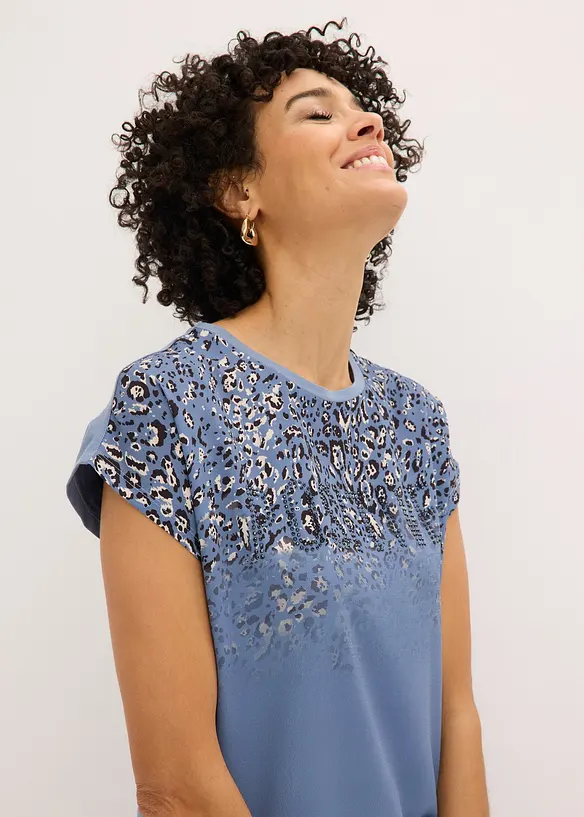 Topp med vevd innfelling og glitterstener, bonprix