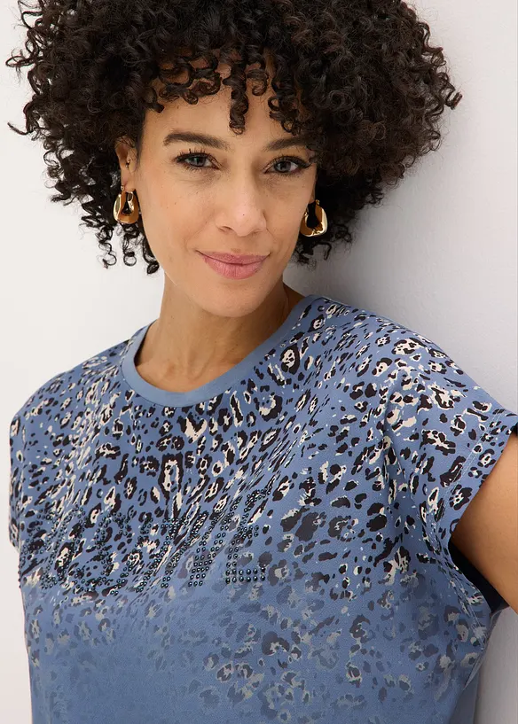 Topp med vevd innfelling og glitterstener, bonprix