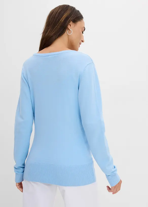 Finstrikket cardigan med knappestolpe, bonprix