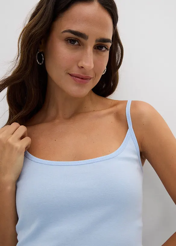 Stroppetopp i 100% bomull (2-pack), bonprix