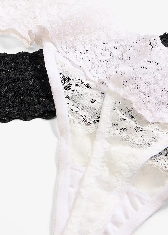 Tanga-stringtruse i blondemateriale (2-pack), bonprix