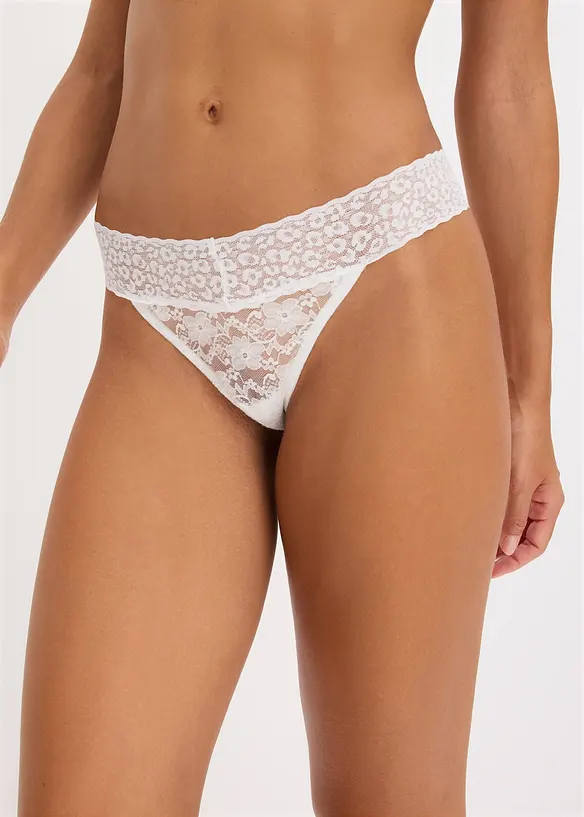 Tanga-stringtruse i blondemateriale (2-pack), bonprix