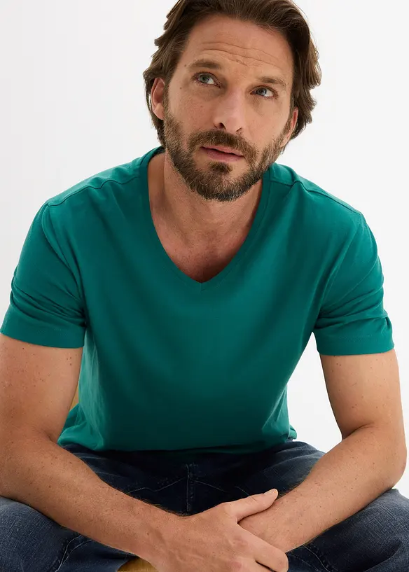 T-skjorte med V-hals (3-pack), bonprix