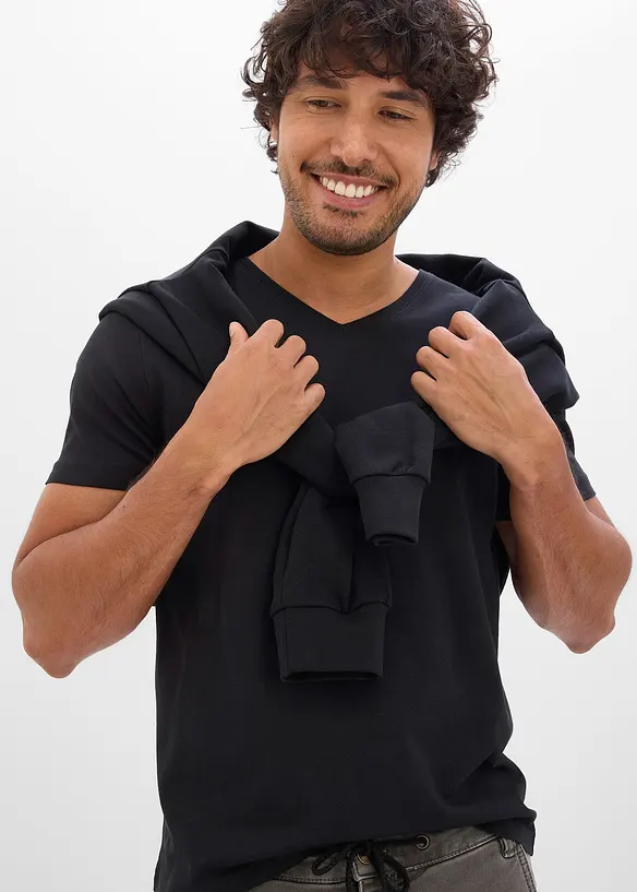 T-skjorte med V-hals (3-pack), bonprix