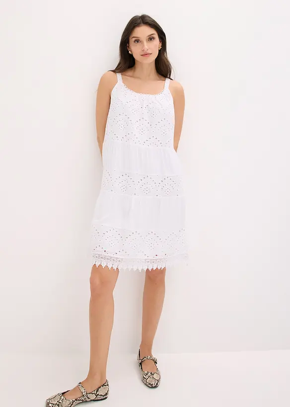 Stroppekjole i viskose med blonder, bonprix