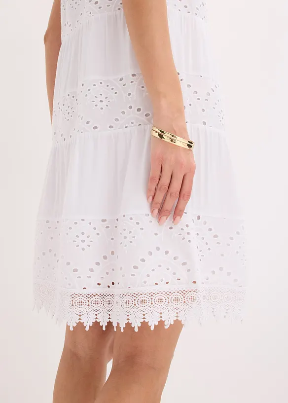 Stroppekjole i viskose med blonder, bonprix