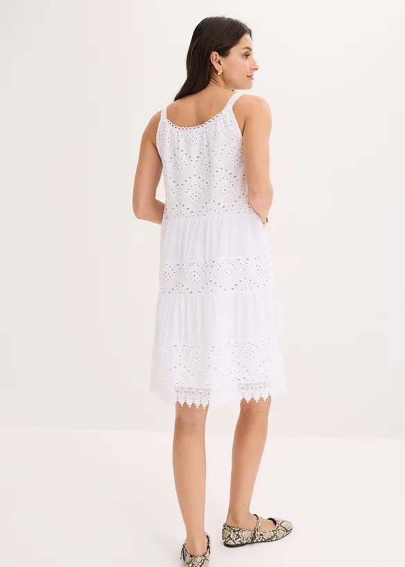 Stroppekjole i viskose med blonder, bonprix