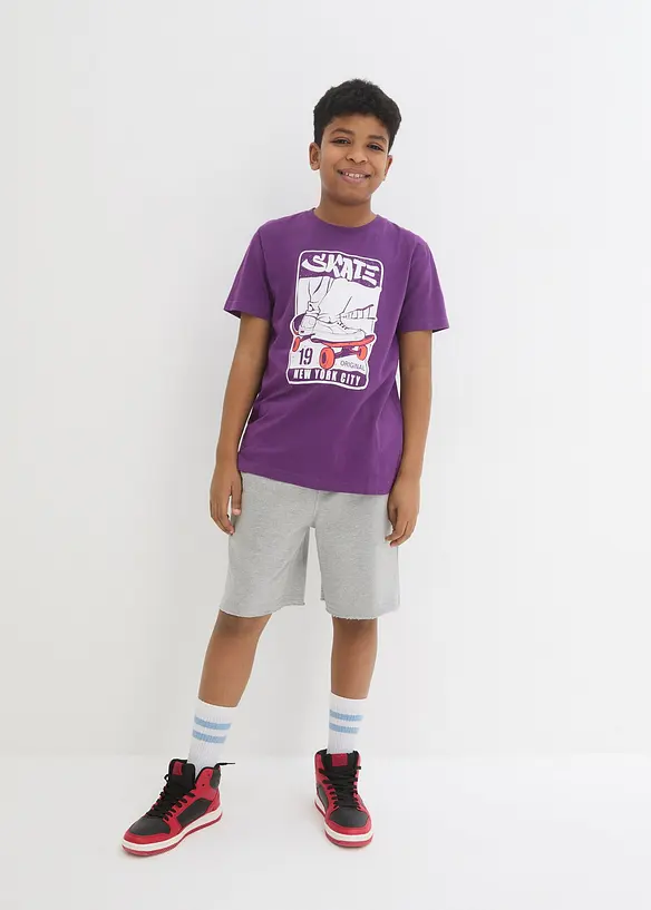 Sweat-bermudashorts i myk bomullsmiks (2-pack), bonprix