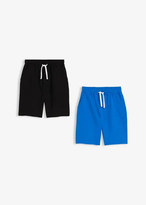 Sweat-bermudashorts i myk bomullsmiks (2-pack), bonprix