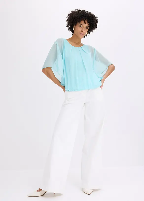 Chiffonbluse med f&ocirc;r, bonprix