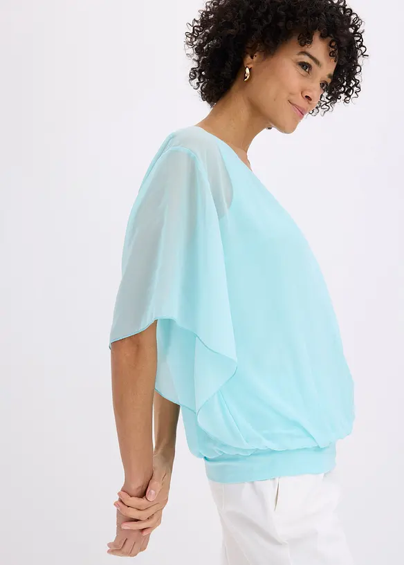 Chiffonbluse med f&ocirc;r, bonprix