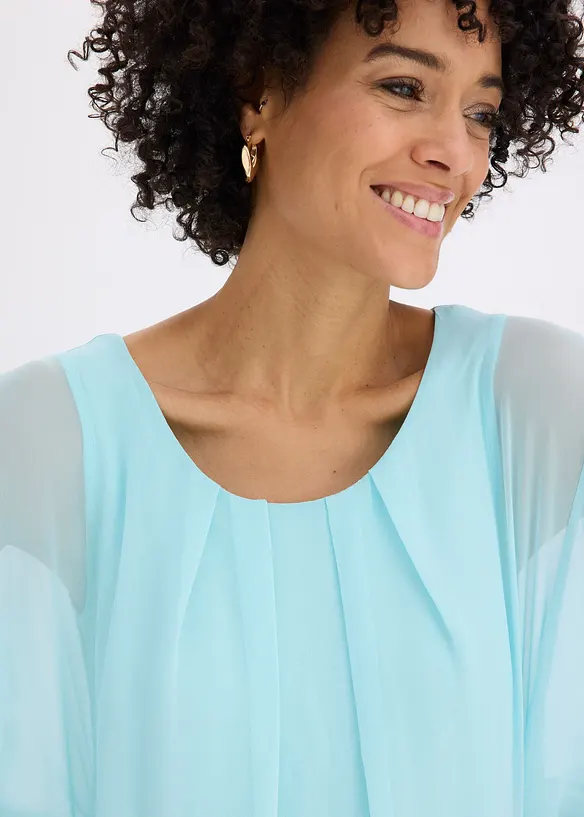 Chiffonbluse med f&ocirc;r, bonprix