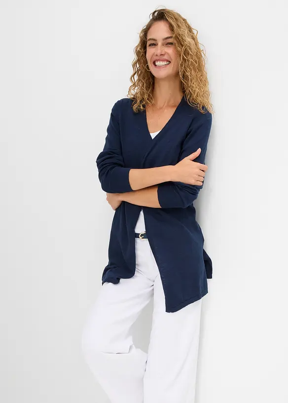 Strikkejakke i 100% bomullsslub-materiale, bonprix