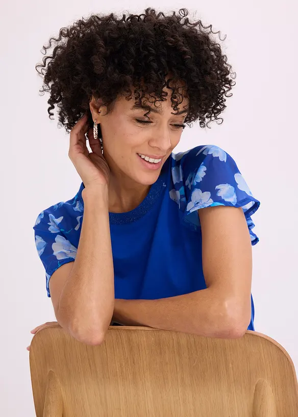 Topp med chiffonermer, bonprix