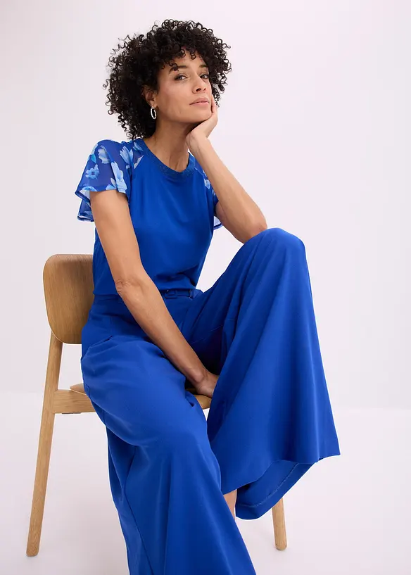 Topp med chiffonermer, bonprix