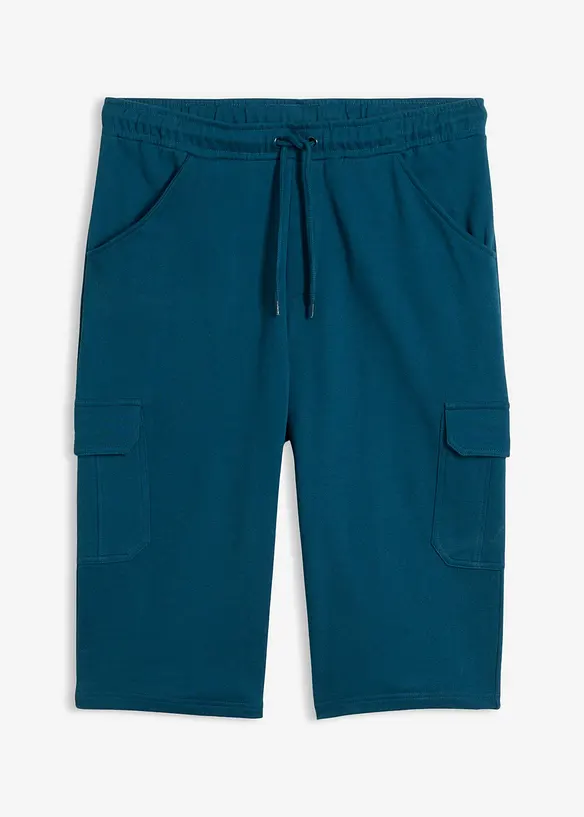 Lang cargo-bermudashorts i 100% bomullstrikot, Regular fit, bonprix