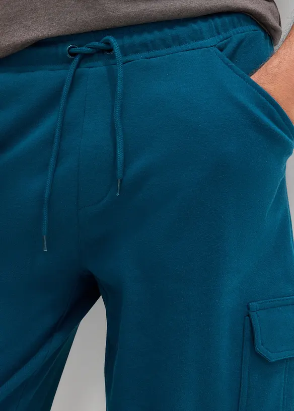 Lang cargo-bermudashorts i 100% bomullstrikot, Regular fit, bonprix