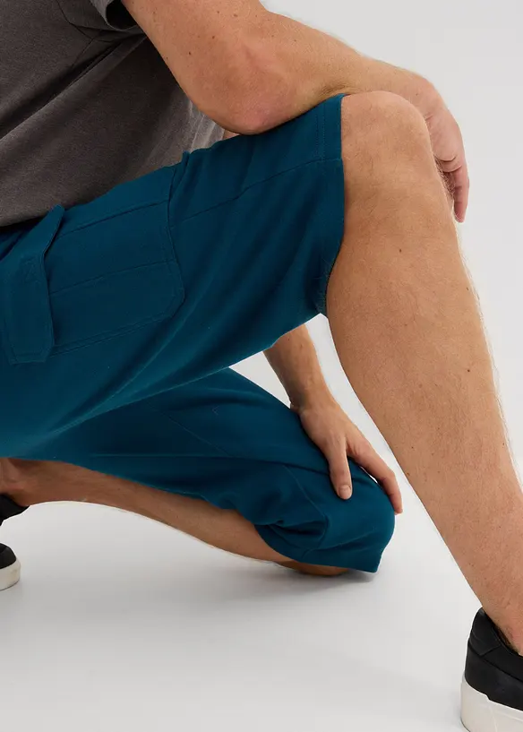 Lang cargo-bermudashorts i 100% bomullstrikot, Regular fit, bonprix