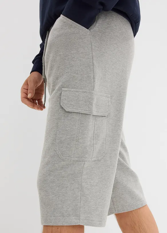 Lang cargo-bermudashorts i 100% bomullstrikot, Regular fit, bonprix